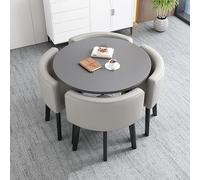 Round Dining Table Set with 4 Chairs 80cm Diameter Meeting Table & Chair Combo Reception Table for Dining Room Café & Small Spaces - Modern Design Stylish & Space-Saving