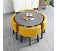 Round Dining Table Set with 4 Chairs - 80cm Diameter Modern Reception Table for Dining Room Cafe & Small Spaces - Stylish Furniture Combination