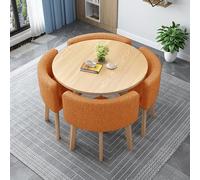 Round Dining Table Set with 4 Chairs 80cm Space-Saving Kitchen Table & Stacking Chairs Perfect for Home Office Dining Room and Conference Use