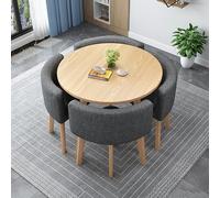 Round Dining Table Set with 4 Chairs Conference Table for Meetings Suitable for Living Room & Office Elegant Design in Natural Fabric A Modern Furniture