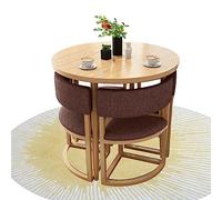 Round Dining Table Set with 4 Chairs Kitchen Bar Table for Balcony Living Room Combo Comfortable Backrest 80 cm Ideal for Café Office Reception & Library