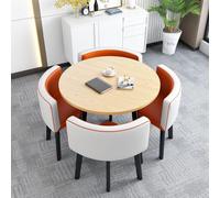 Round Dining Table Set with 4 Chairs, Modern Conference & Reception Furniture, Perfect for Entertainment Room, Balcony, Living Room Decor