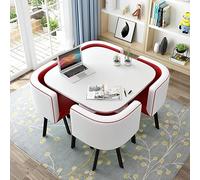 Round Dining Table Set with 4 Chairs Modern Kitchen & Living Room Furniture Small Office Table & Chairs Stylish Leisure Decor (80 cm T)