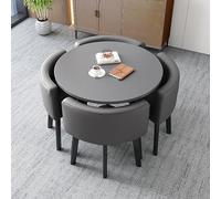 Round Dining Table Set with 4 Chairs Nordic Simple Style Marble Table for Balcony Living Room & Office Reception Elegant Design for Home & Hotel Use (Color: Style 3)
