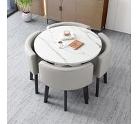 Round Dining Table Set with 4 Chairs Nordic Style Simple Marble Table & Chair for Balcony Living Room Office Reception Hotel Color: Style 12