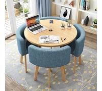 Round Dining Table Set with 4 Chairs, Small Desk, Conference Table and Chairs, Modern Dining Room Furniture for Kitchen, Living Room