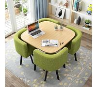 Round Dining Table Set with 4 Chairs, Small Desk, Conference Table and Chairs, Modern Dining Room Furniture for Kitchen, Living Room