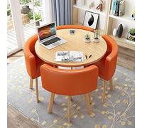 Round Dining Table Set with 4 Chairs, Small Desk, Conference Table and Chairs, Modern Dining Room Furniture for Kitchen, Living Room