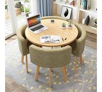 Round Dining Table Set with 4 Chairs, Small Desk, Conference Table and Chairs, Modern Dining Room Furniture for Kitchen, Living Room