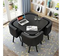Round Dining Table Set with 4 Chairs, Small Desk, Conference Table and Chairs, Modern Dining Room Furniture for Kitchen, Living Room
