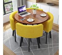 Round Dining Table Set with 4 Chairs, Small Desk, Conference Table and Chairs, Modern Dining Room Furniture for Kitchen, Living Room