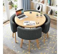 Round Dining Table Set with 4 Chairs, Small Desk, Conference Table and Chairs, Modern Dining Room Furniture for Kitchen, Living Room