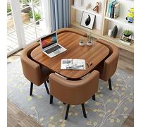Round Dining Table Set with 4 Chairs, Small Desk, Conference Table and Chairs, Modern Dining Room Furniture for Kitchen, Living Room