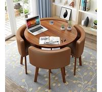 Round Dining Table Set with 4 Chairs, Small Desk, Conference Table and Chairs, Modern Dining Room Furniture for Kitchen, Living Room