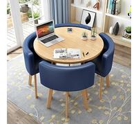 Round Dining Table Set with 4 Chairs, Small Desk, Conference Table and Chairs, Modern Dining Room Furniture for Kitchen, Living Room, (80cm, PU Grey)
