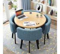 Round Dining Table Set with 4 Chairs, Small Desk, Conference Table and Chairs, Modern Dining Room Furniture for Kitchen, Living Room