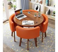 Round Dining Table Set with 4 Chairs, Small Desk, Conference Table and Chairs, Modern Dining Room Furniture for Kitchen, Living Room, (80cm, PU Grey)