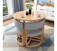 Round Dining Table Set with 4 Chairs Space-Saving Kitchen & Office Furniture Modern Natural Green Coffee Table for Small Dining Room & Conference Use.