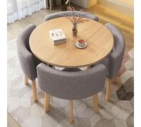 Round Dining Table Set with 4 Chairs SpaceSaving Kitchen Furniture Soft Back Seats Ideal for Dining Rooms Conference Rooms Modern Design Perfect for Small Spaces