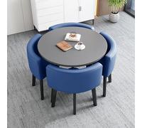 Round Dining Table Set with 4 Chairs80cm Diameter Conference Table & Chair Combo for Dining Room Café & Small SpacesStylish Reception Desk Furniture
