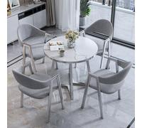 Round Dining Table Set with 4 Faux Marble Chairs, Modern Conference Table & Chair Combo for Kitchen, Living Room & Dining Room (Height 80 cm/31 in)