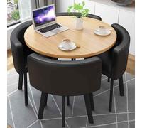 Round Dining Table Set with 4 PU Chairs - Modern Patio Furniture for Dining Room Stylish and Comfortable Seating for Home and Outdoor Use