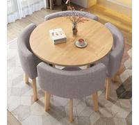 Round Dining Table Set with 4 Soft Back Chairs Space Saving Kitchen Fur Ideal for Dining Rooms and Conference Areas Slish & table for 4 People