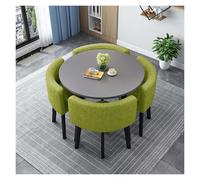 Round Dining Table Set with 4 Stacking Chairs NonSlip Rubber Feet Modern Design for Dining Room SpaceSaving 90cm (35.4in) Slish and Functal