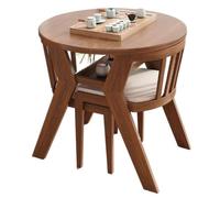 Round Dining Table Set with Chairs, Space-Saving Conference & Reception Table for Small Areas, Walnut Finish, Perfect for Living Room, Office & Lounge