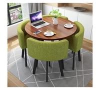 Round Dining Table Set with Soft Back Chairs, Rounded Corner Design for Kitchen and Dining, Includes 4 Comfortable Chairs