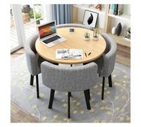 Round Dining Table Set with Soft Back Chairs, Rounded Corner Design for Kitchen and Dining, Includes 4 Comfortable Chairs