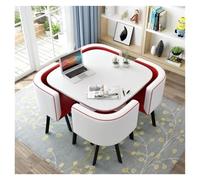 Round Dining Table Set with Soft Back Chairs, Rounded Corner Design for Kitchen and Dining, Includes 4 Comfortable Chairs