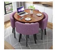 Round Dining Table Set with Soft Back Chairs, Rounded Corner Design for Kitchen and Dining, Includes 4 Comfortable Chairs