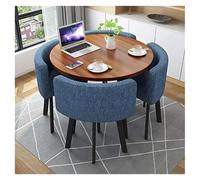 Round Dining Table Set with Soft Back Chairs, Rounded Corner Design for Kitchen and Dining, Includes 4 Comfortable Chairs