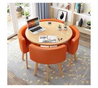 Round Dining Table Set with Soft Back Chairs, Rounded Corner Design for Kitchen and Dining, Includes 4 Comfortable Chairs