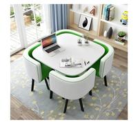 Round Dining Table Set with Soft Back Chairs, Rounded Corner Design for Kitchen and Dining, Includes 4 Comfortable Chairs