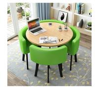 Round Dining Table Set with Soft Back Chairs, Rounded Corner Design for Kitchen and Dining, Includes 4 Comfortable Chairs