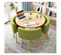 Round Dining Table Set with Soft Back Chairs, Rounded Corner Design for Kitchen and Dining, Includes 4 Comfortable Chairs