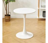 Round Dining Table Tulip Table Suitable For Kitchen Bar Patio Carbon Steel Pillar Modern Small Coffee Table Living Room Accent Table White(Size:60cm)