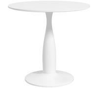 Round Dining Table White 80x80x74cm MDF Melamine Top Powderoated Steel Compact