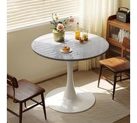 Round Dining Table with Metal Tulip Base, Space-Saving Pedestal Design for Small Apartments and Cafes, Easy Assembly Home Decor Solution, 60cm