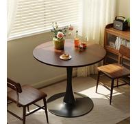 Round Dining Table with Metal Tulip Base, Space-Saving Pedestal Design for Small Apartments and Cafes, Easy Assembly Home Decor Solution, 60cm