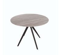 Core Products Aspen Round Dining Table - Grey Oak Effect Top With Black Legs, Grey