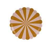 Round dinner plate 21 cm brown and pink stripes