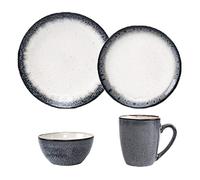 Round Dinnerware Set 16 Piece Porcelain Dinnerware Sets Ceramica Dishes Dinner Sets Modern Tableware with Dinner Plates Dessert Plates Bowls and Mugs Dishwasher Safe Service for