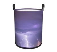 Round dirty clothes basketLightning Storm, waterproof material, can stand upright, suitable for bedroom and bathroom。