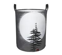 Round dirty clothes basketMoon Pine Tree, waterproof material, can stand upright, suitable for bedroom and bathroom。