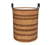 Round dirty clothes basketOriginal wood color texture, waterproof material, can stand upright, suitable for bedroom and bathroom。