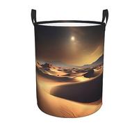 Round dirty clothes basketSahara Desert, waterproof material, can stand upright, suitable for bedroom and bathroom。