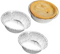 Round Disposable Aluminum Meat and Potato Pie Tins 3"- Round Foil Pans, Sturdy & Recyclable, Perfect for Baking, Catering & Takeaway - Approx 3 Inch Base/Approx 5 Inch Top Diameter (20)